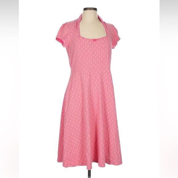 Blutsgseschwister pink and cream patterned a line knit midi dress, XL - Picture 1 of 11
